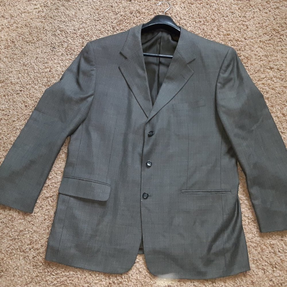 Suit Jacket, 46R Carlo Vercelli, Grey+Black